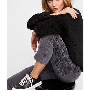 Free People embroidered jeans size 28